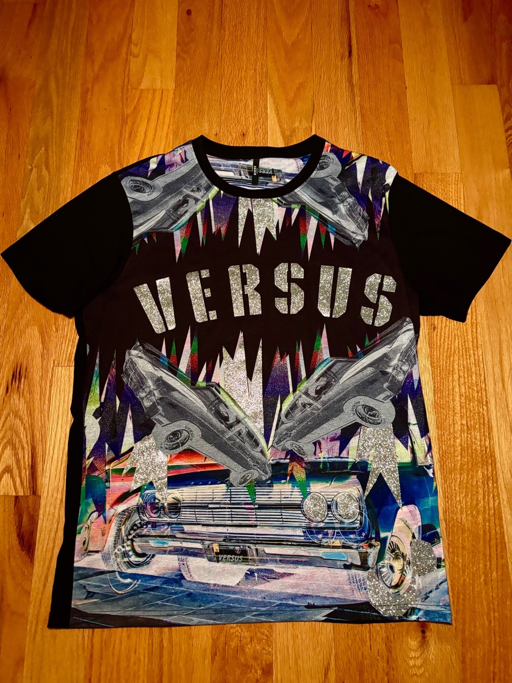 Versace Black Multicolor Runway Tshirt
